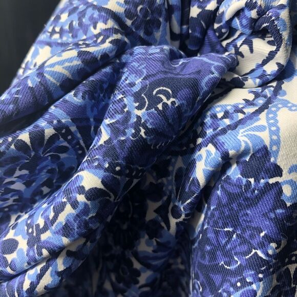 Blue & White Paisley Gym Capri Leggings UK SZ XS - Picture 8 of 8